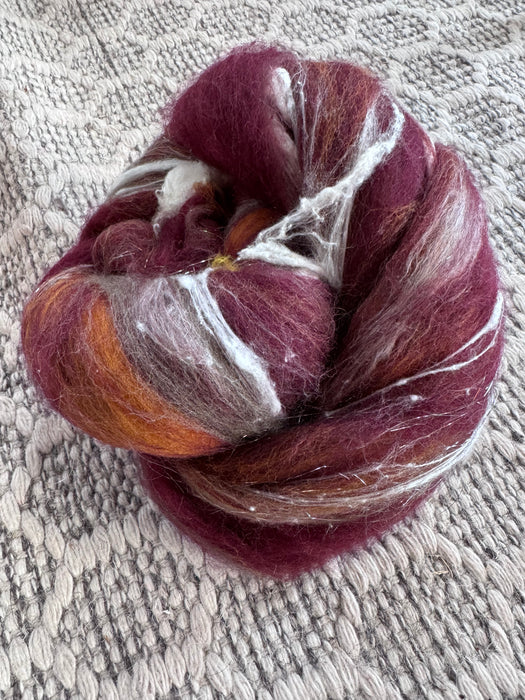 Corriedale Batt - Aubergine 4 oz